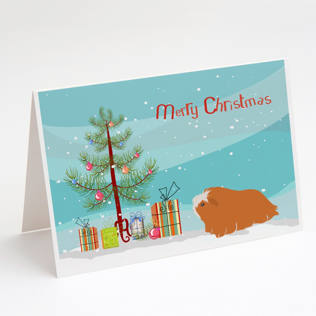 Caroline&#x27;s Treasures Peruvian Guinea Pig Merry Christmas Greeting Cards and Envelopes Pack of 8